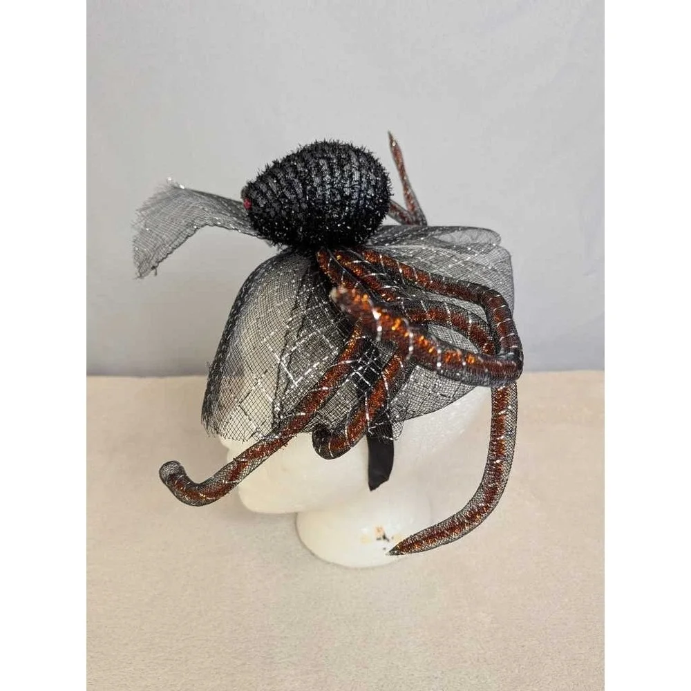 Halloween Spider Headband Fascinator Black Orange Sparkle Party Costume Accessor